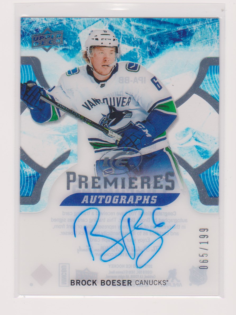 2017-18 Upper Deck Ice Premieres Autographs #IPABB Brock Boeser (image for) 2017-18 Upper Deck Ice Premieres Autographs #IPABB Brock Boeser